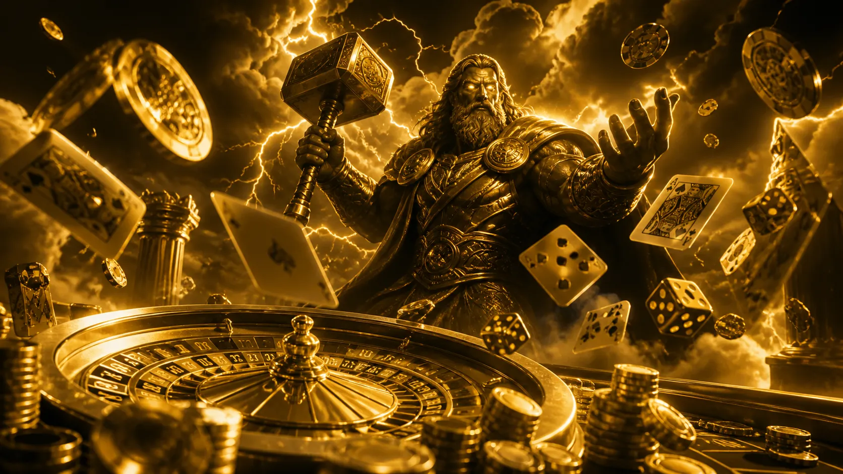 Thorfortune-themed hero banner with luxurious casino elements in premium style, incorporating thematic motifs.